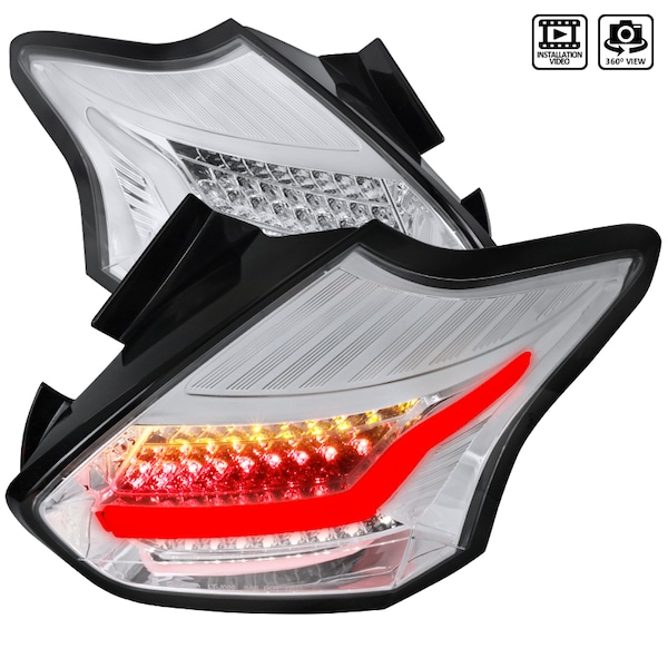 Spec-D Tuning 12-16 Ford Focus 5D Hb LED Tail Light Chrome LT-FOC155CLED-TM - main